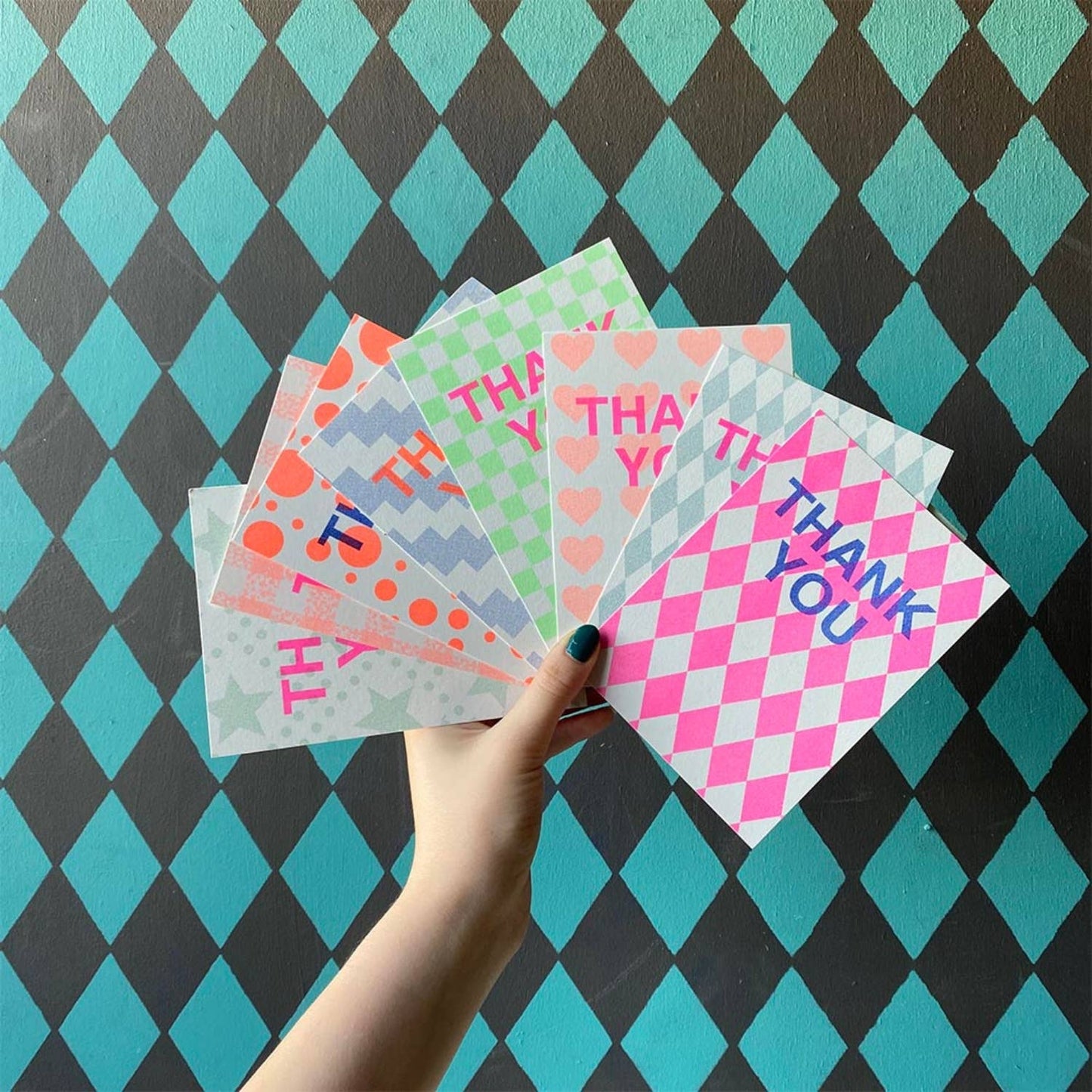 A6 Thank You Notecards - Thank You Starburst - Blue