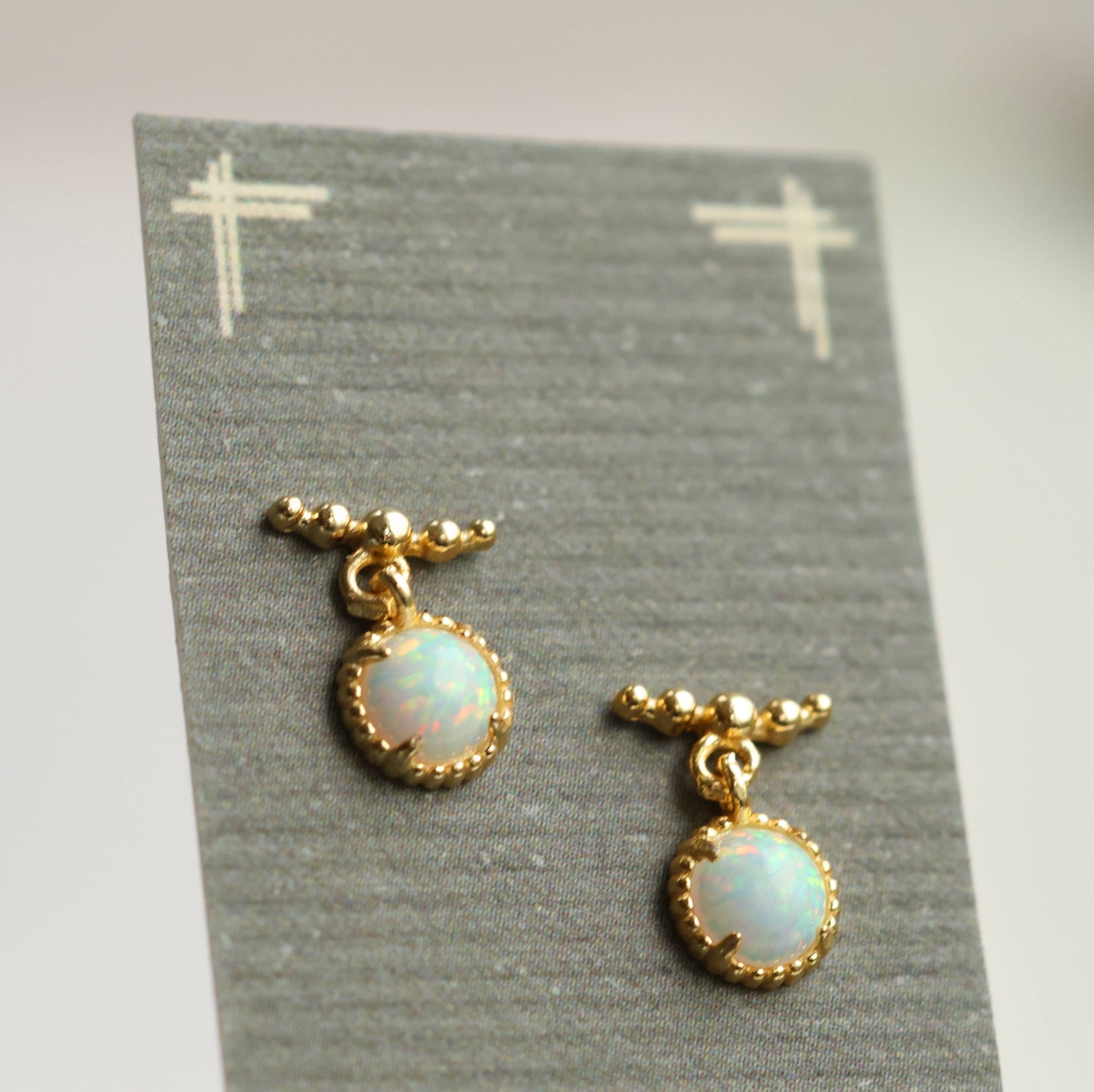 Opal Dangle Stud Earrings