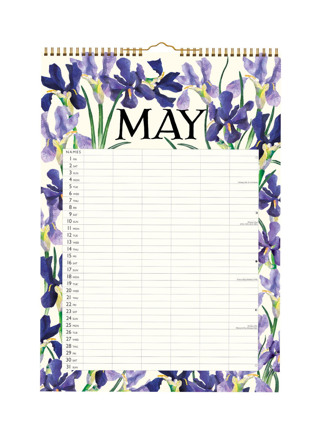Garden Flowers A3 Home Organiser 2026