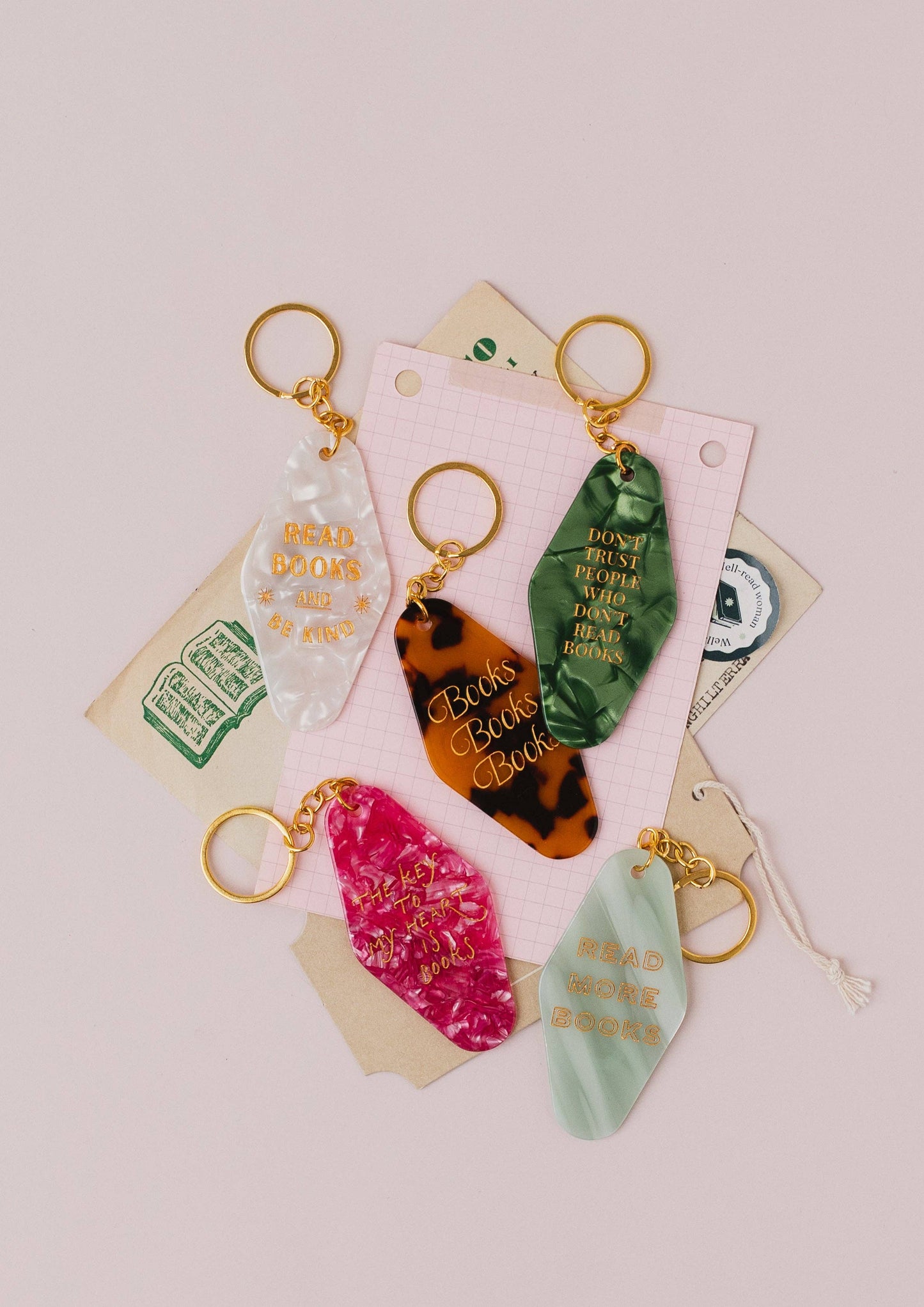 I'D RATHER BE AT HOME READING Book Lover Motel Keyring