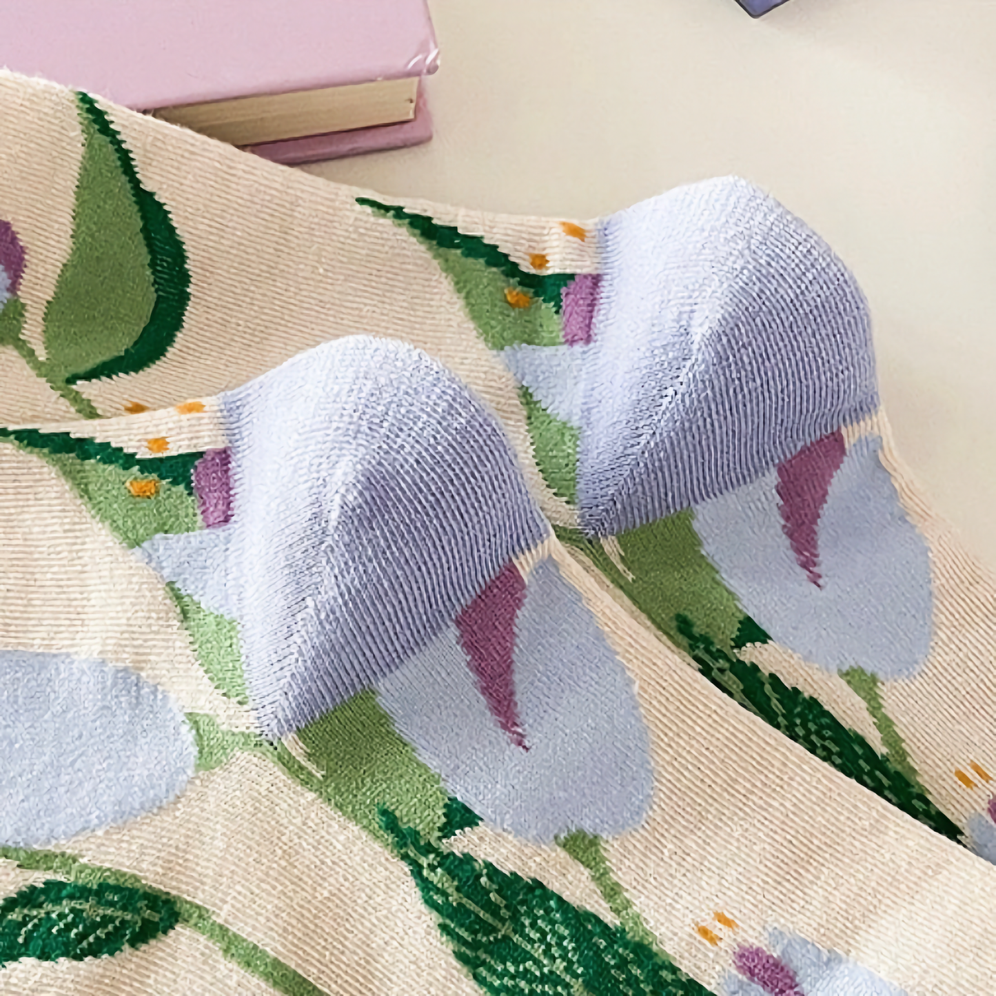 Women's Purple Floral Cotton Socks - Comfy & Stylish