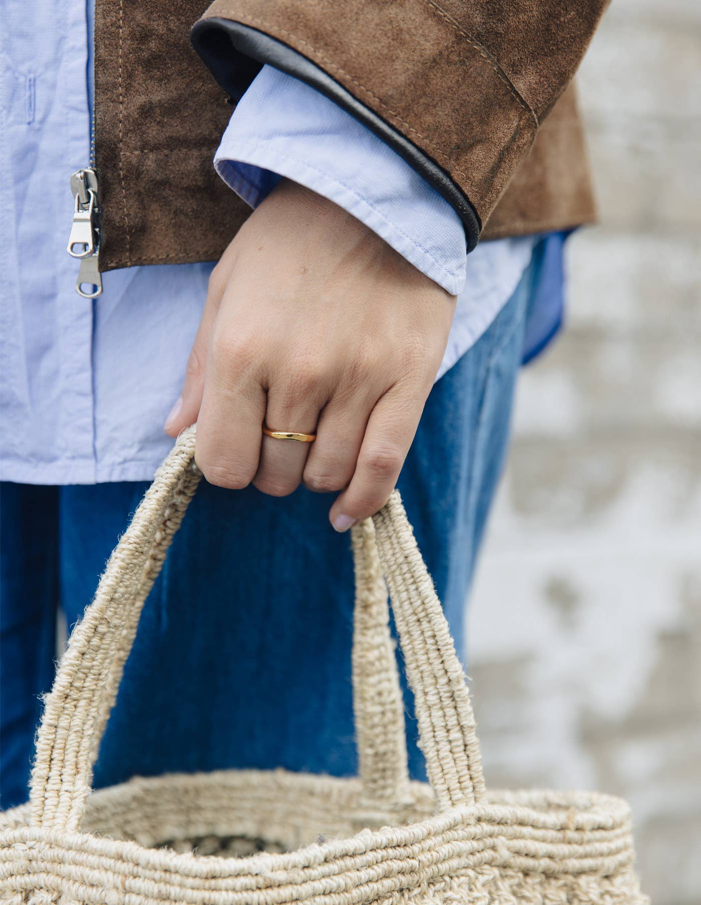 Gold Organic Flow Band Ring, Waterproof