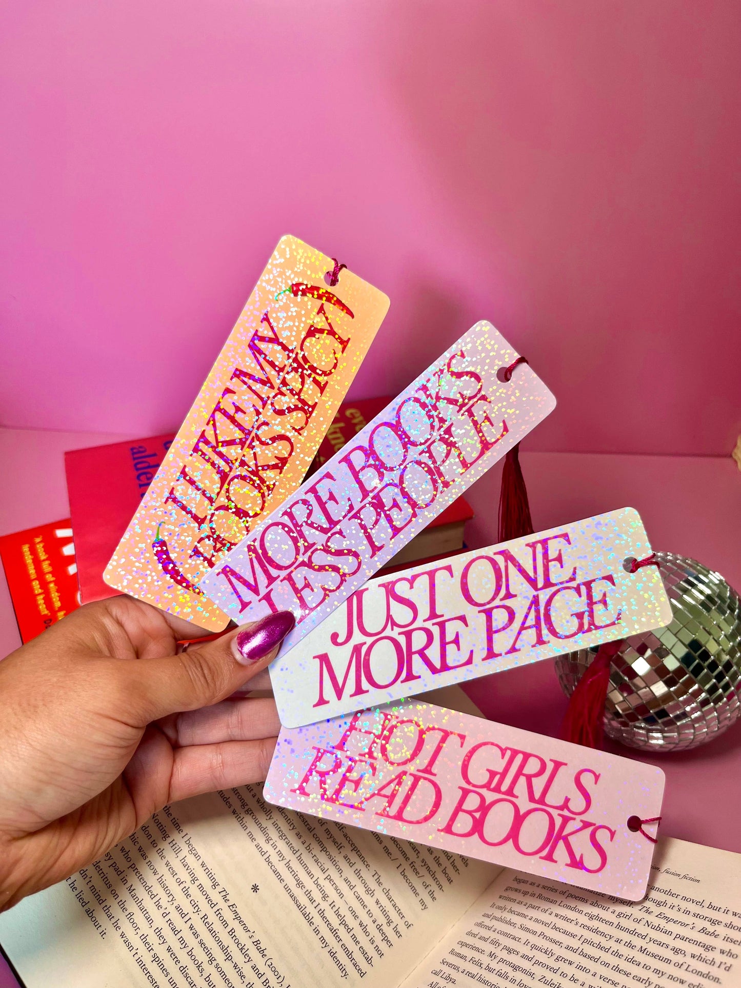 I Like My Books Spicy Holographic Tassle Bookmark -Romantasy