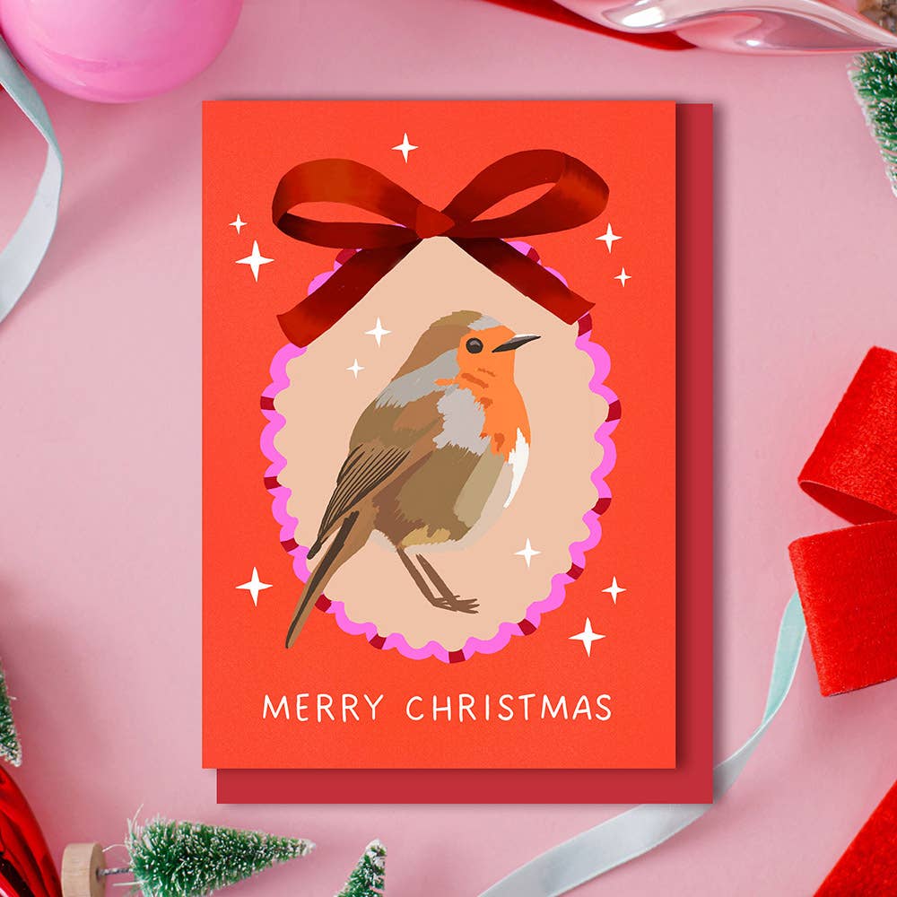 Robin "Merry Christmas" Card | Hand Drawn Illustrated