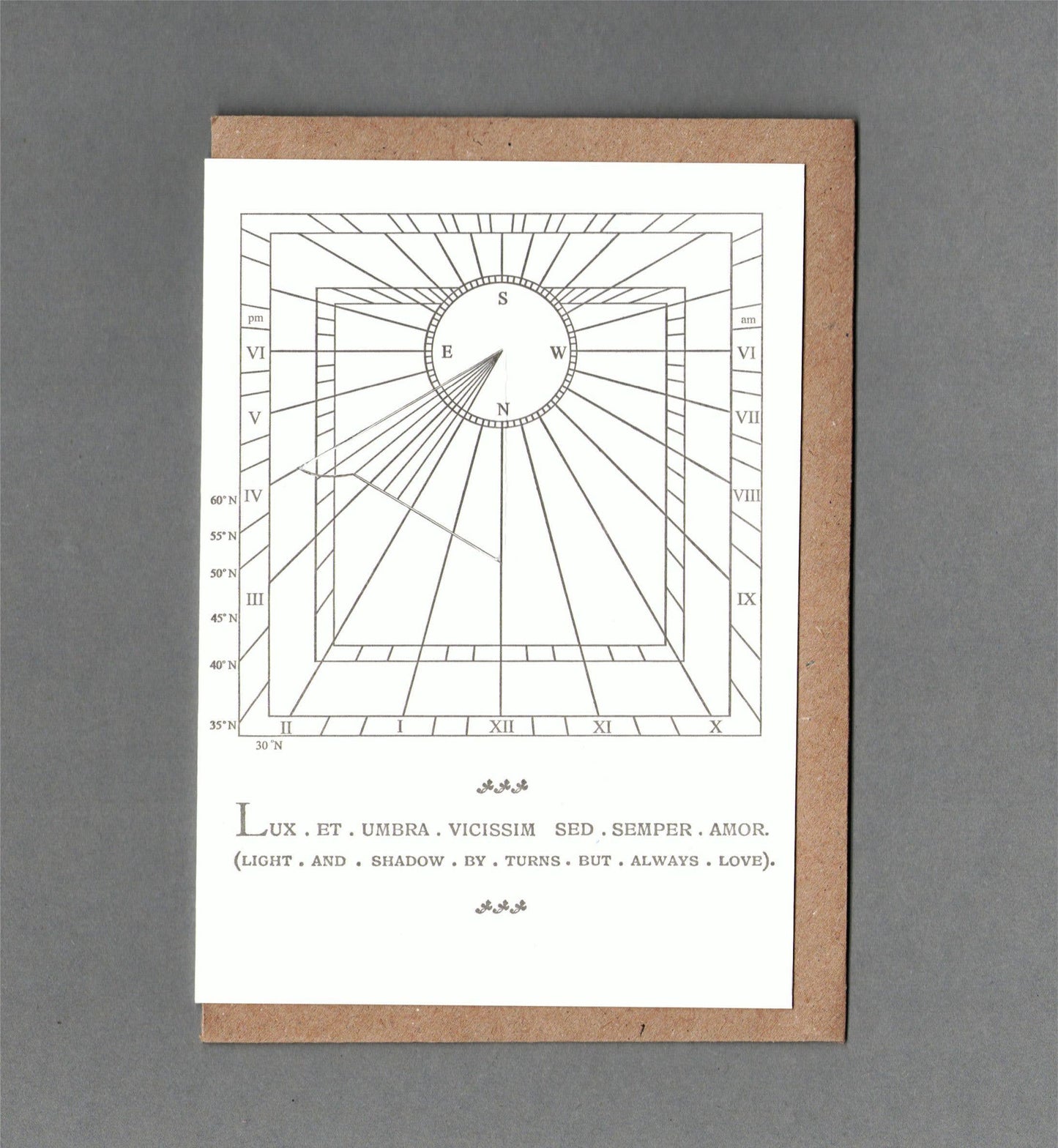 Sundial Card 03. Letterpress Greeting Card, Eco Friendly