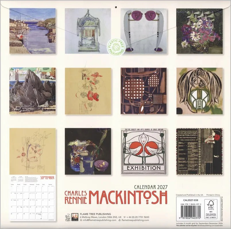 Charles Rennie Mackintosh Wall Calendar 2027