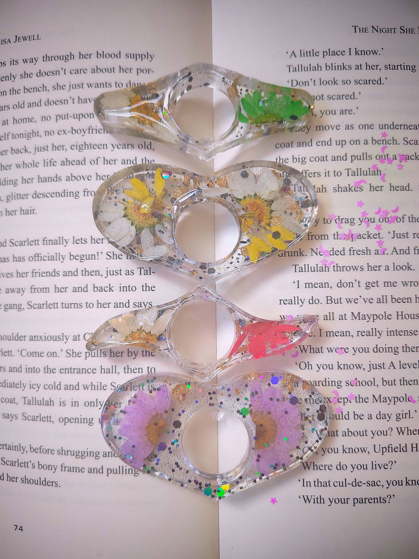 Resin floral page holder, flower bookmarks, resin bookmark