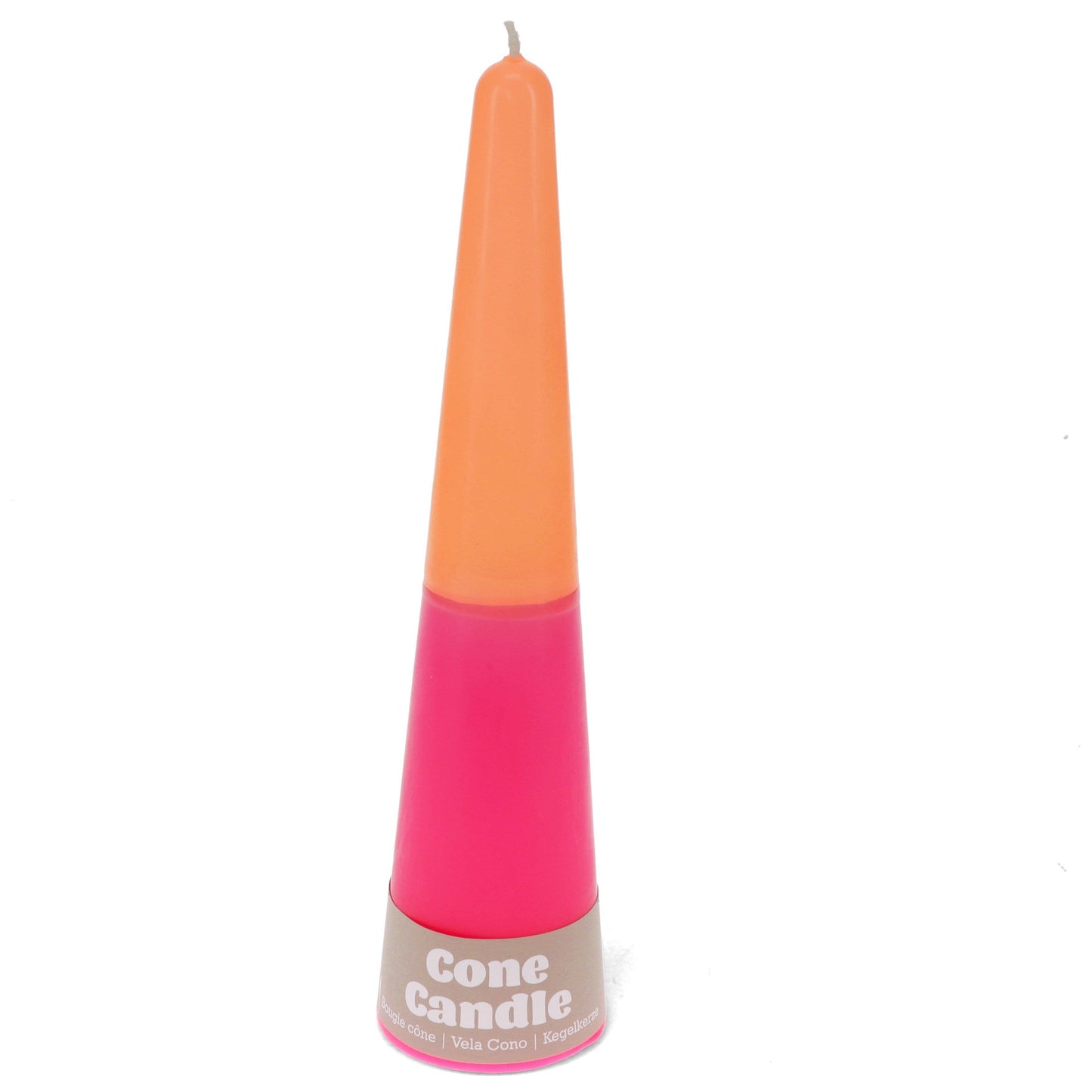 Tall Two-Colour Cone Candle - Pink-Orange