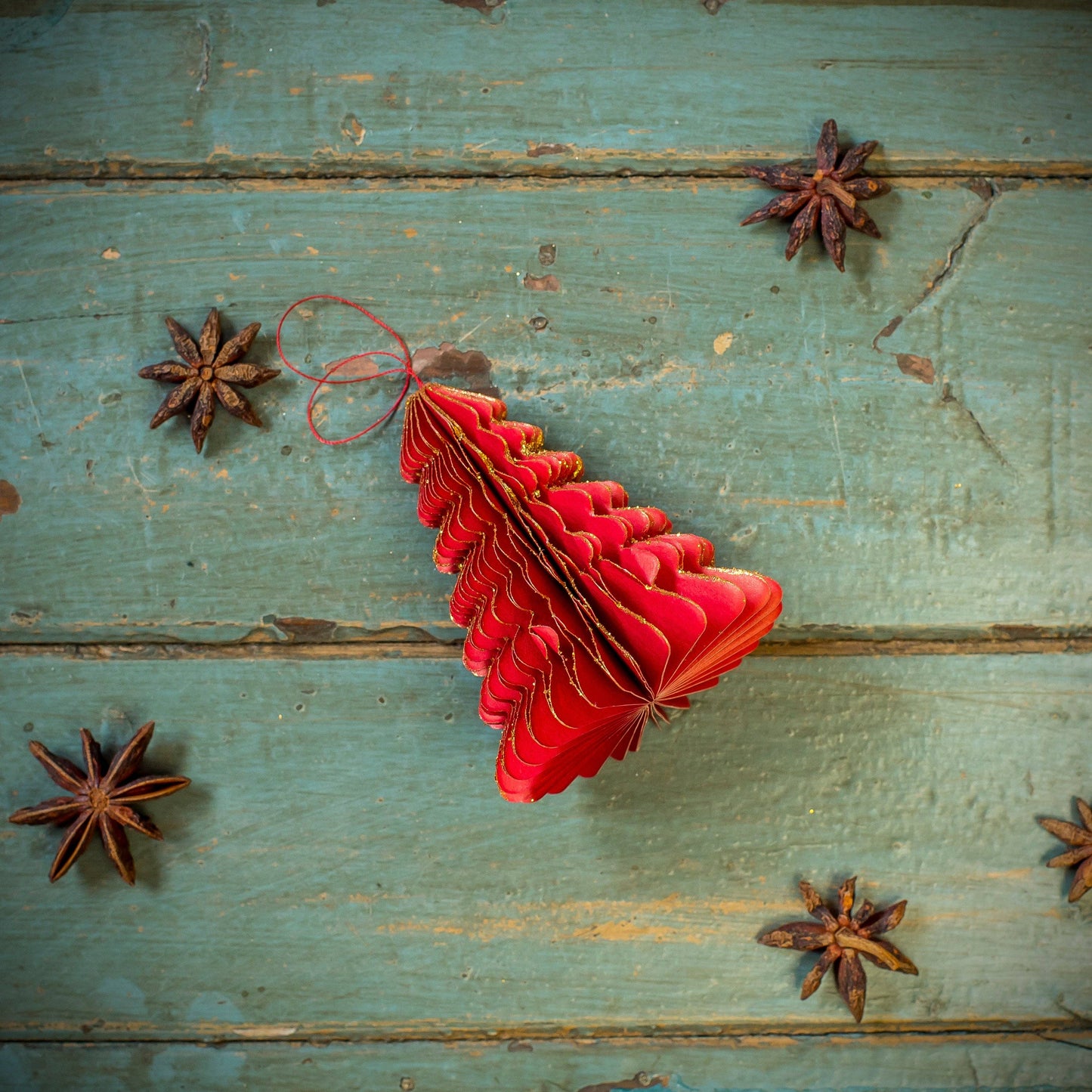 Red Paper Honeycomb Trees