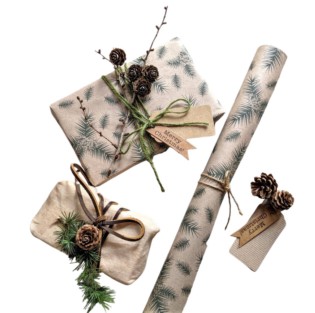 Pine Cone Kraft Wrapping Paper | 3mtr roll | Eco Gift Wrap