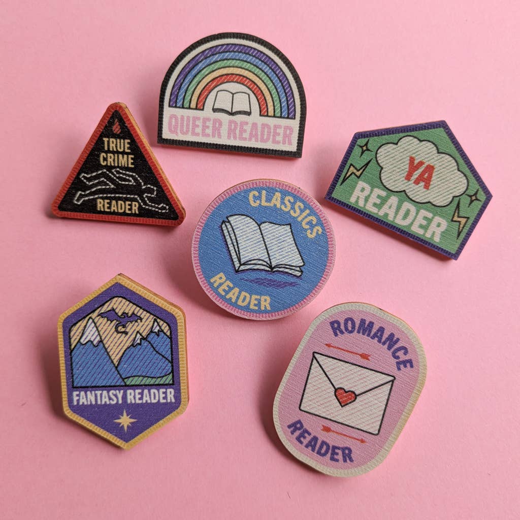 True Crime Reader – Wooden Merit Pin