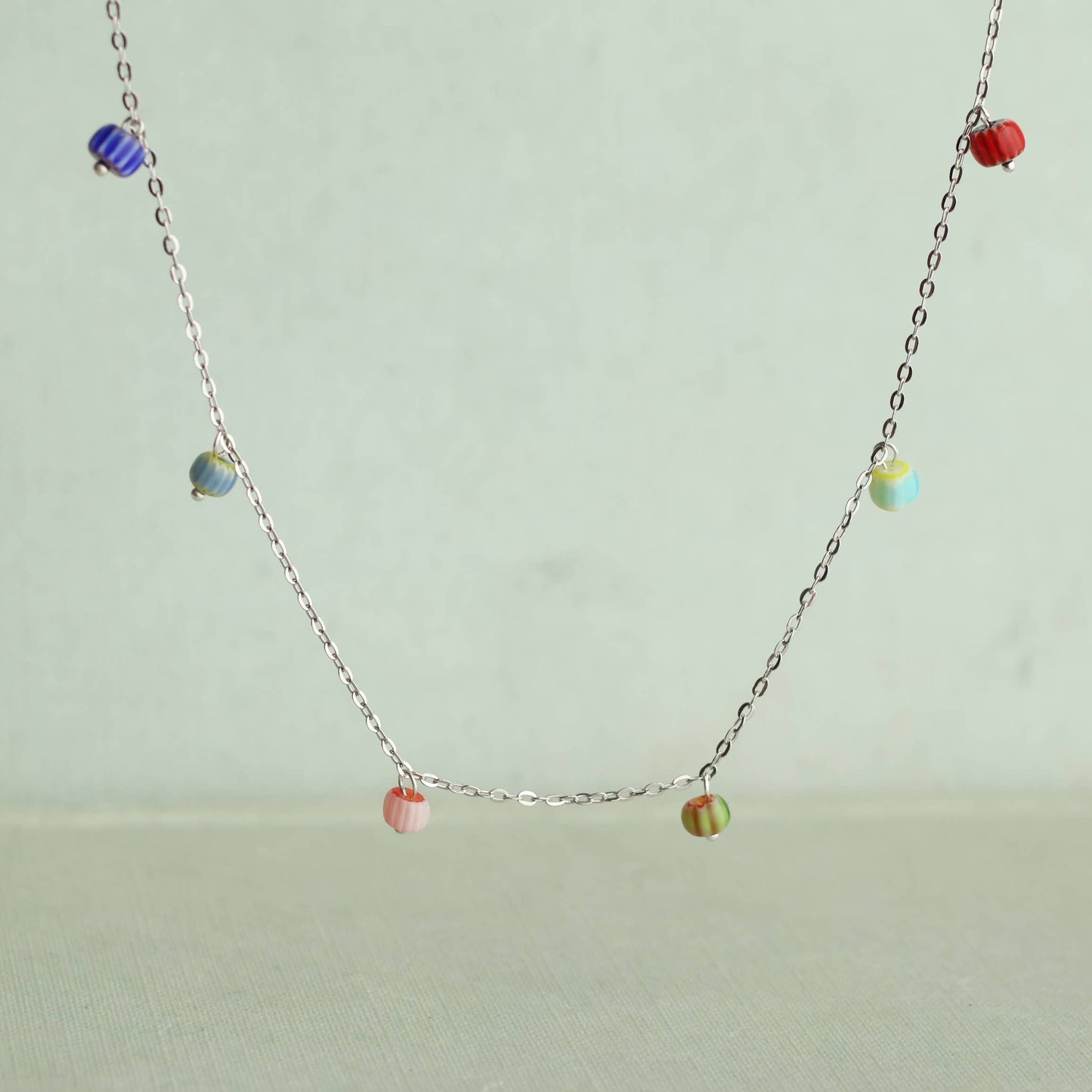 Dainty Millefiori Glass Charm Necklace