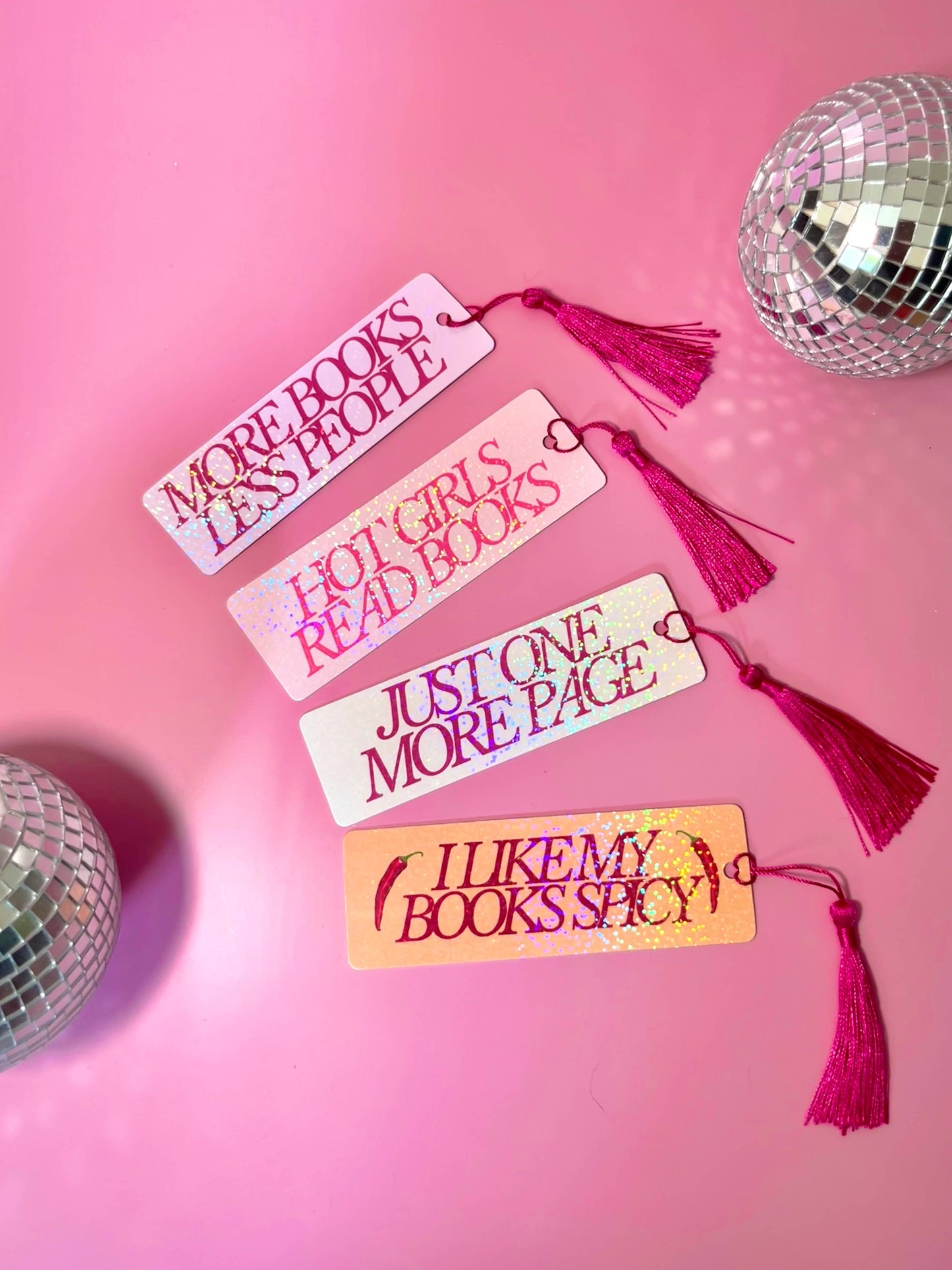 I Like My Books Spicy Holographic Tassle Bookmark -Romantasy
