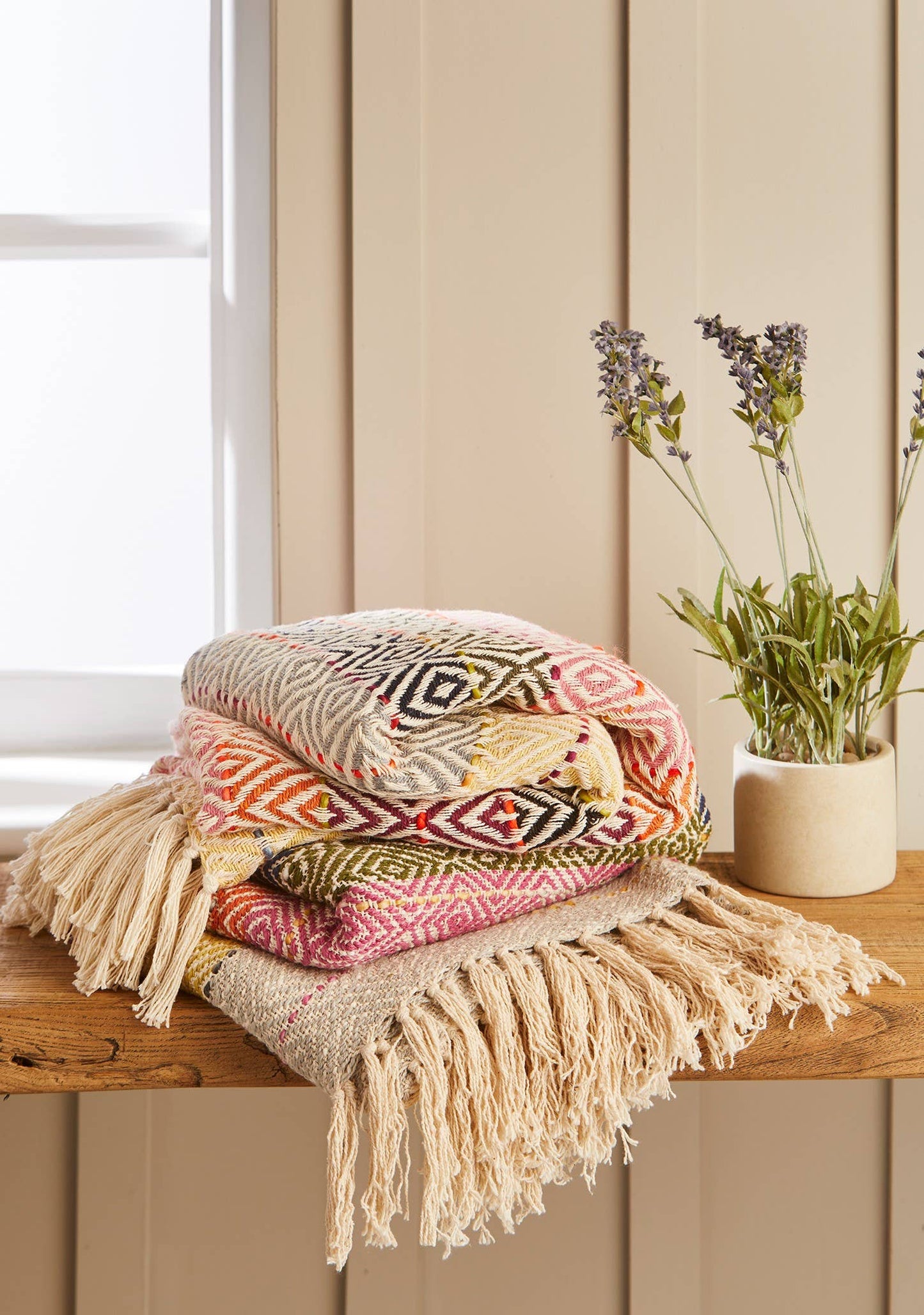Multi Diamond Handloom Cotton Throw