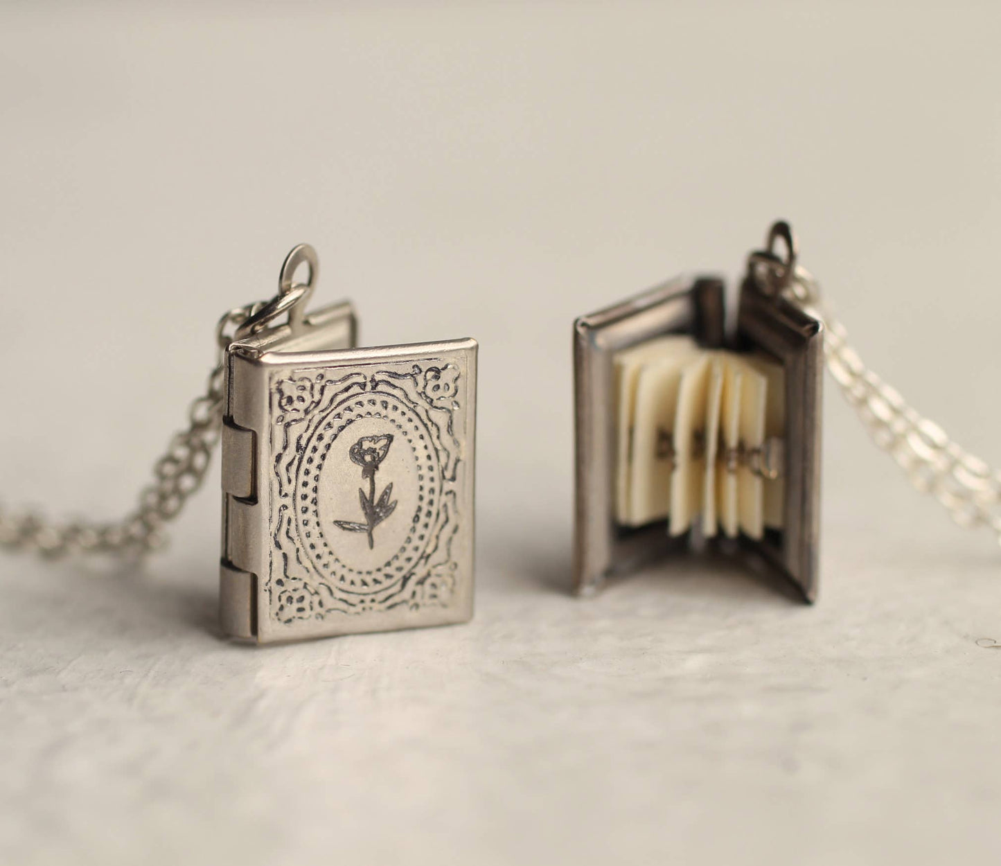 Personalised Engraved Silver Book Locket