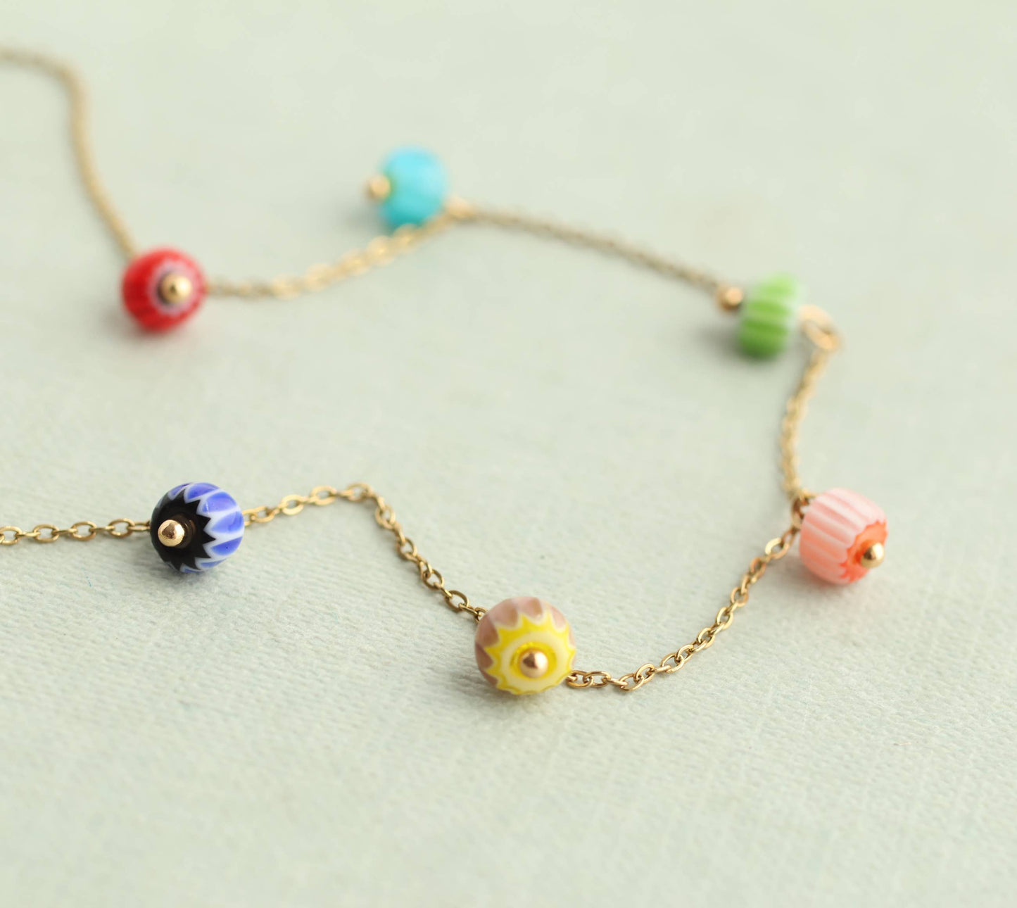 Dainty Millefiori Glass Charm Necklace