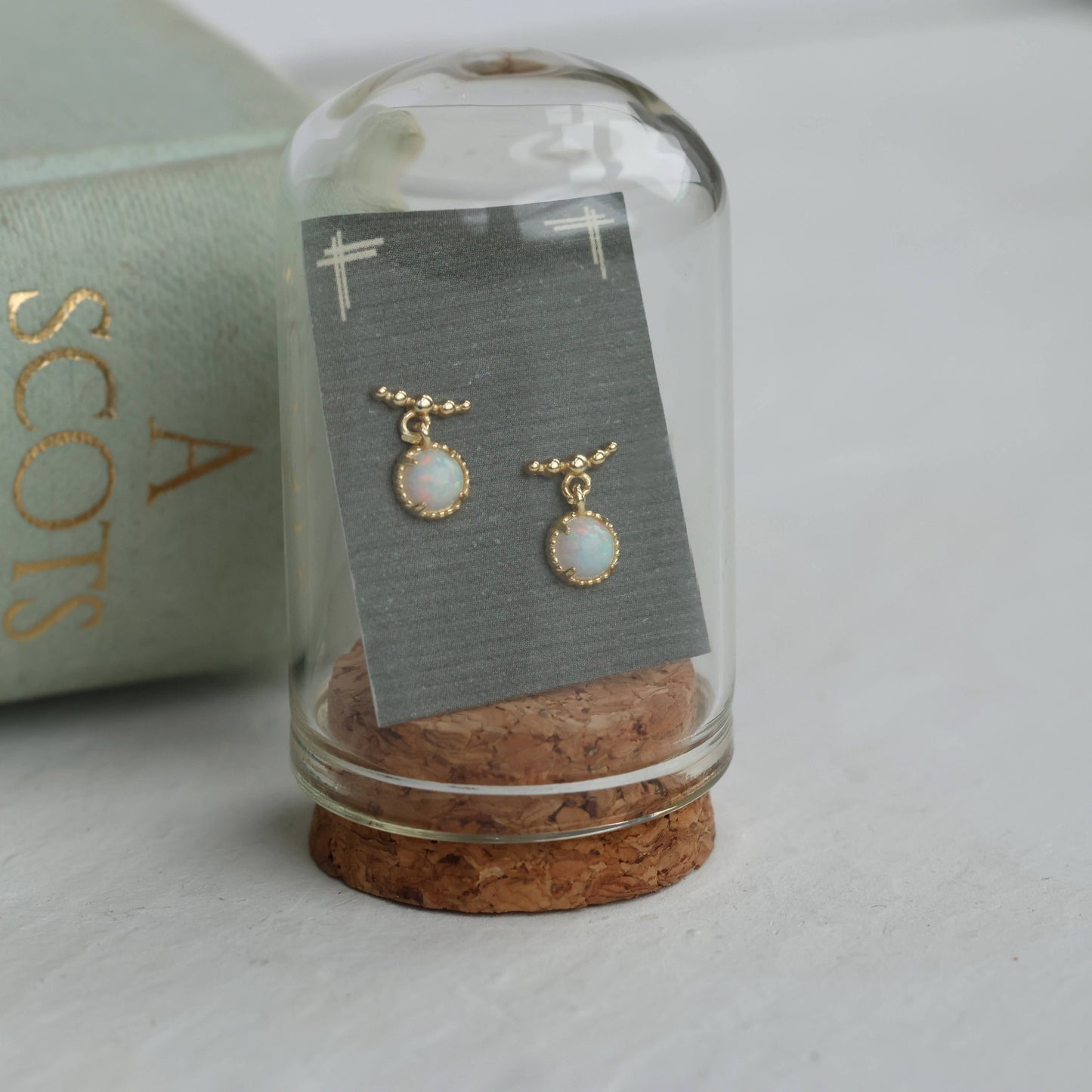 Opal Dangle Stud Earrings