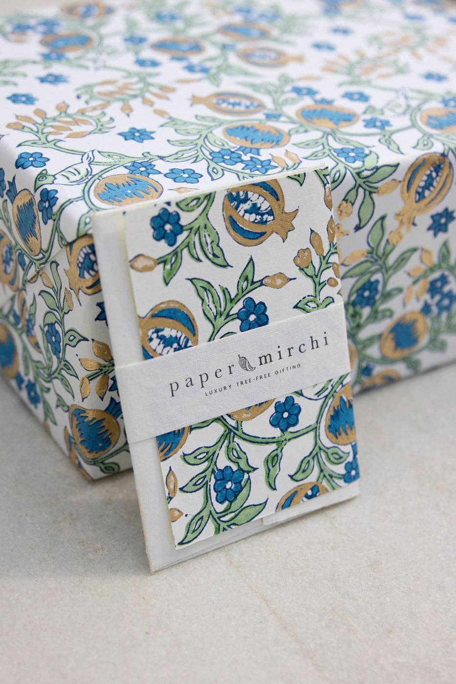 Hand Block Printed Greeting Card - Pomegranate Indigo