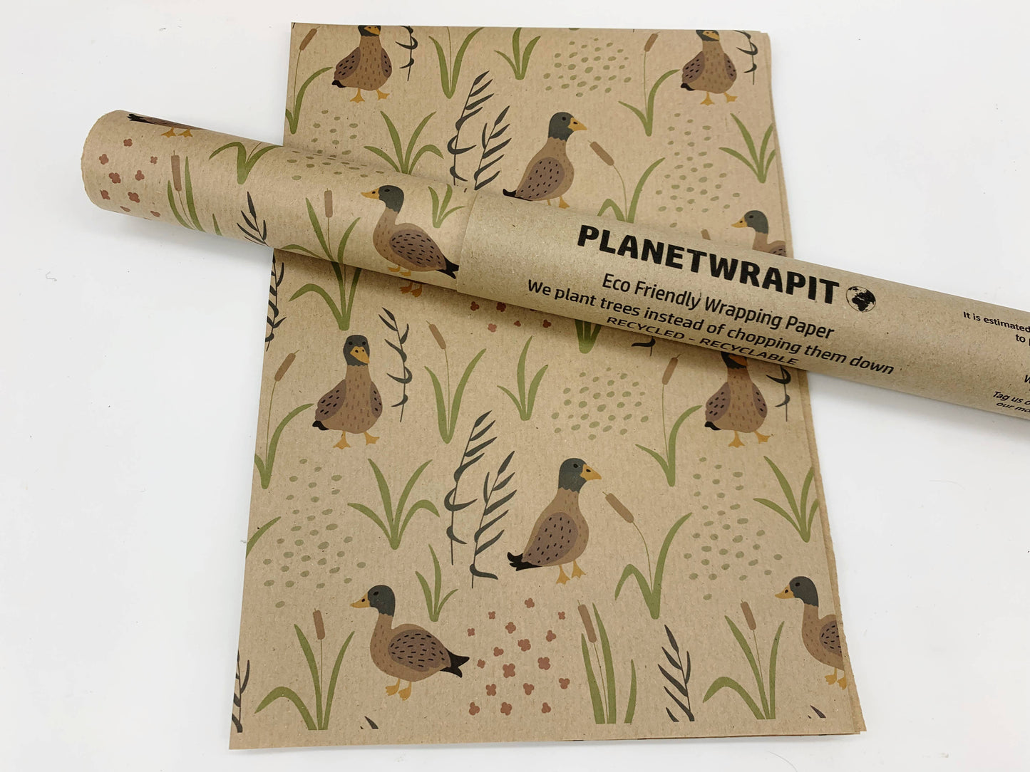 Duck Print Recycled Kraft Gift Wrapping Paper
