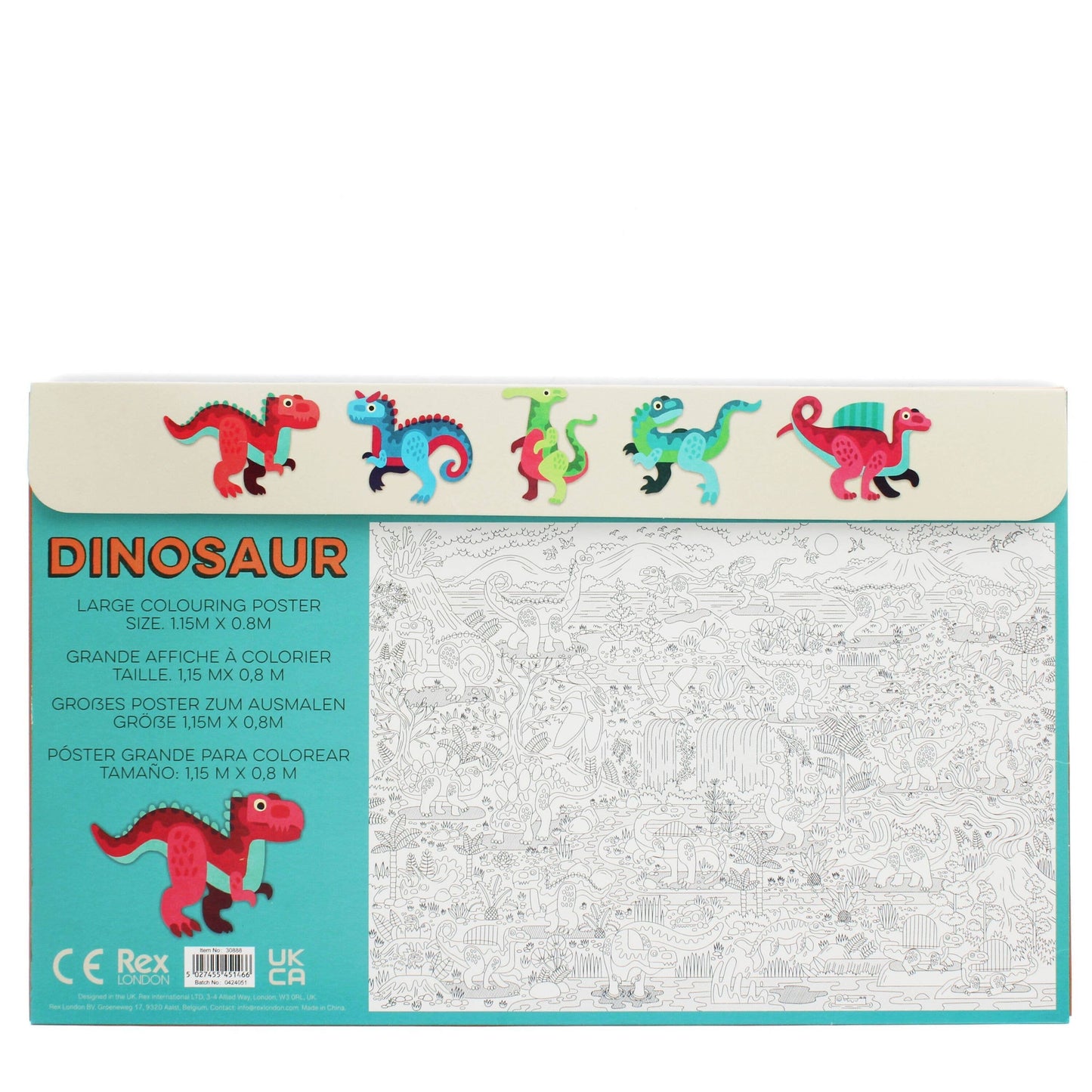 Large Colouring Poster With Pencils - Baby Dinos