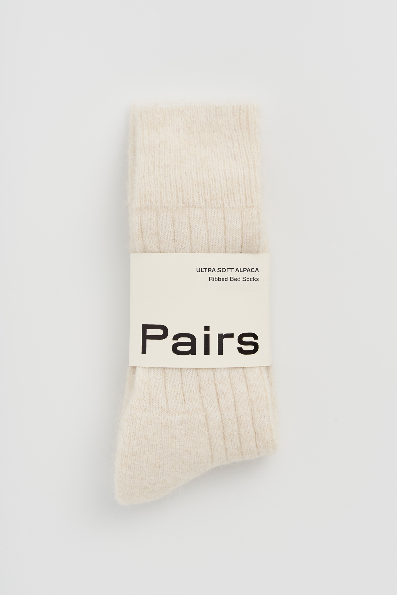 Clotted Cream Ultra Soft Alpaca Ribbed Bed Socks
