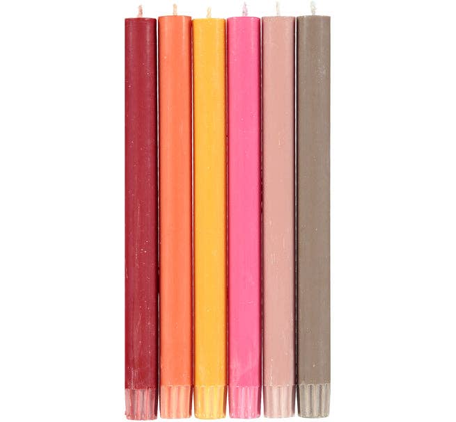 Mixed Set Warm Rainbow Eco Dinner Candles, 6 per pack