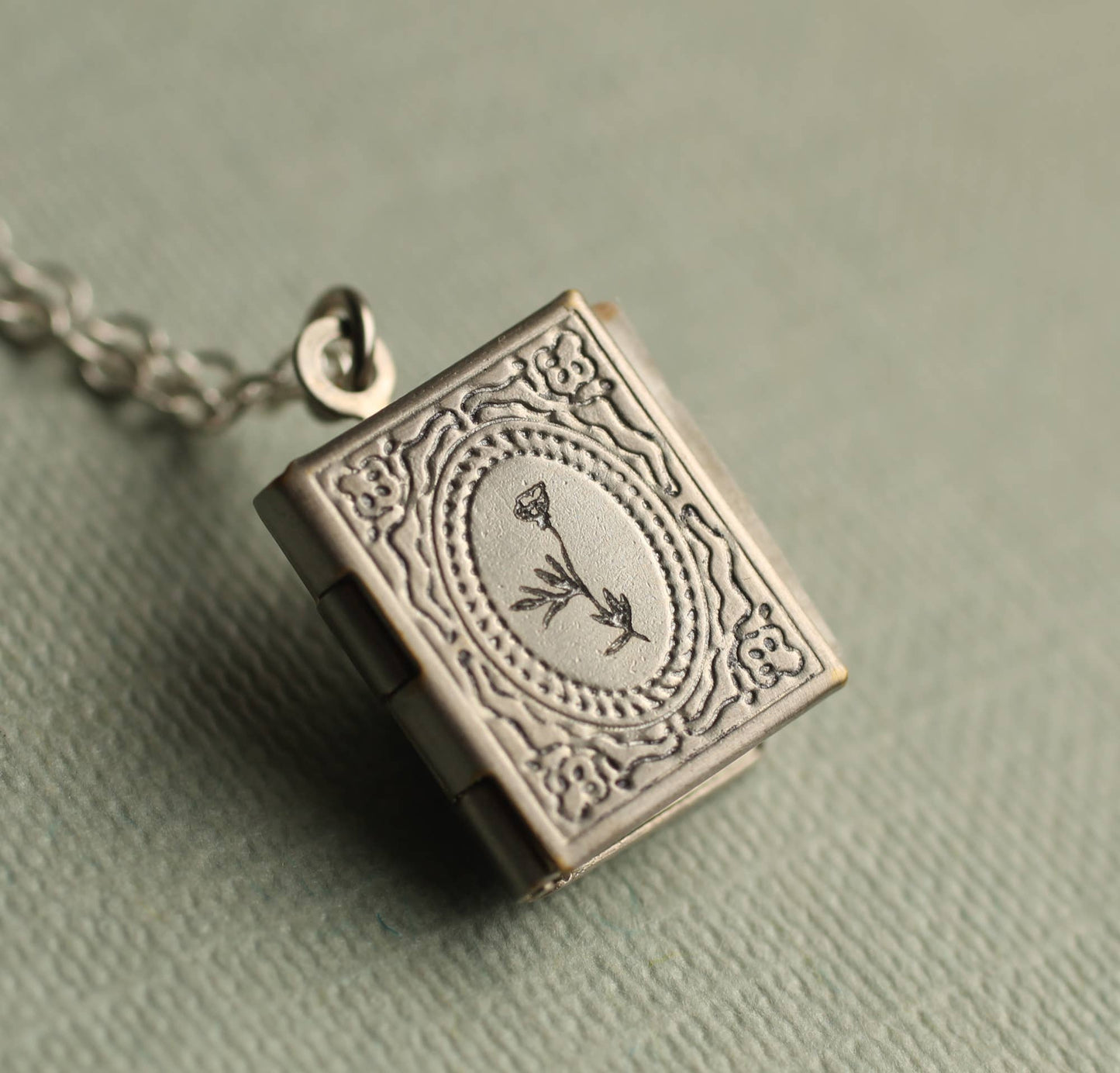 Personalised Engraved Silver Book Locket