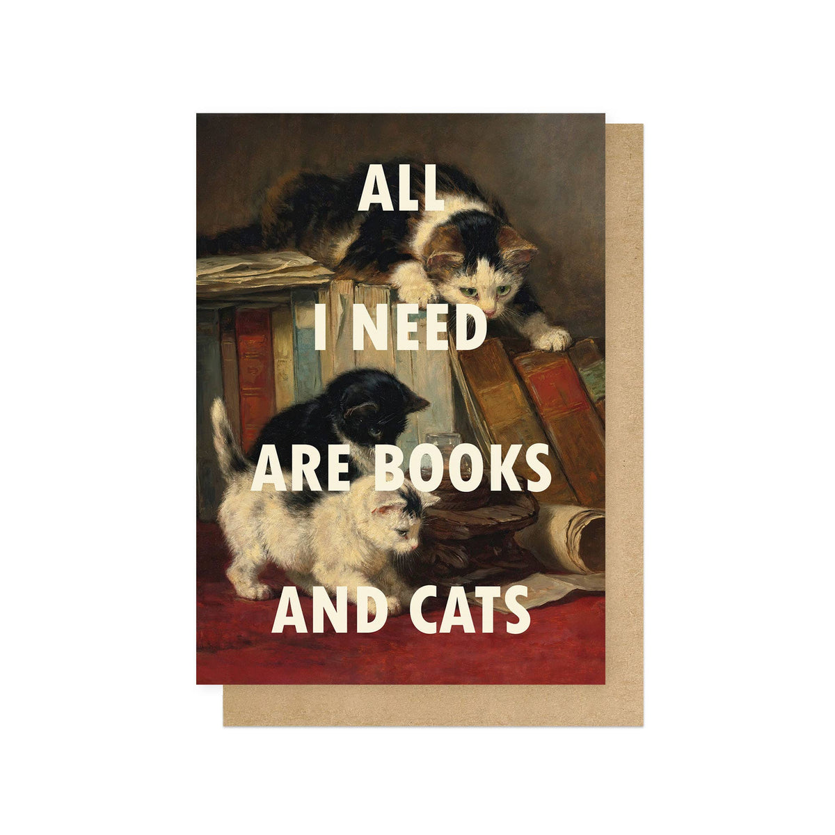 Books And Cats Greetings Card