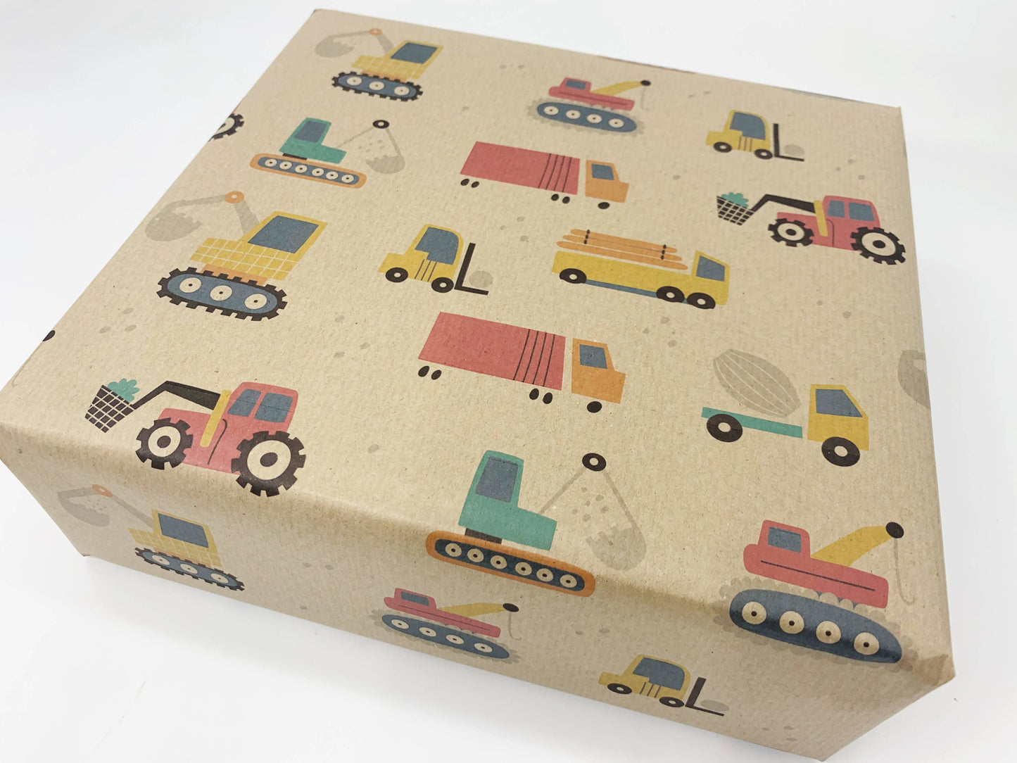 Diggers and Tractor Recycled Eco Kraft Wrapping Paper
