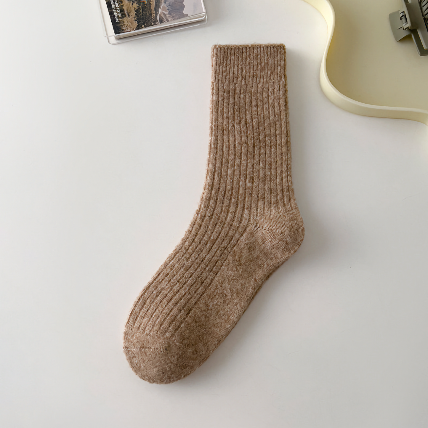 Solid Cashmere Warm Socks & Striped Wool Socks for Winter