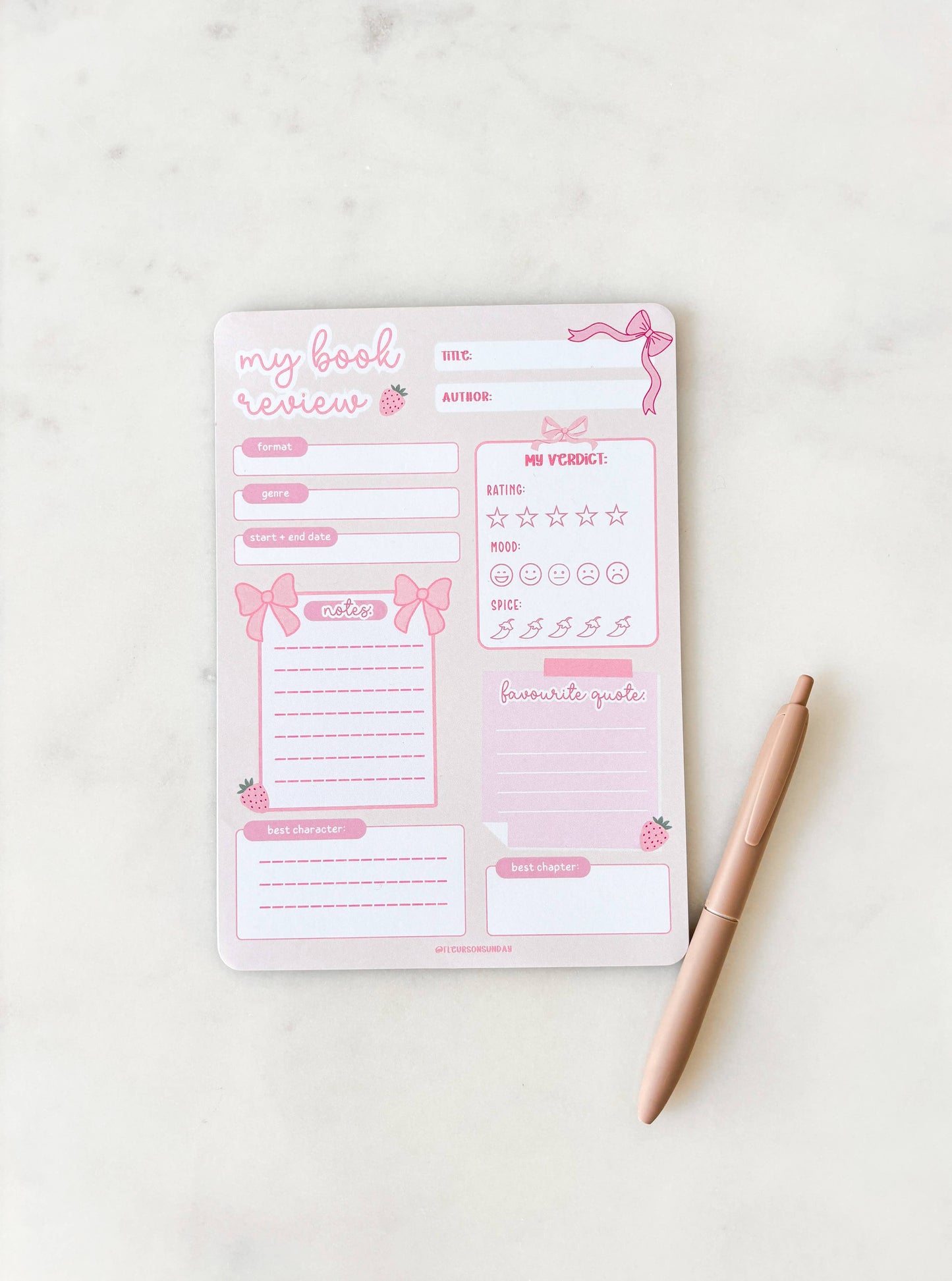 Cute Book Review Notepad | A5 Notepad