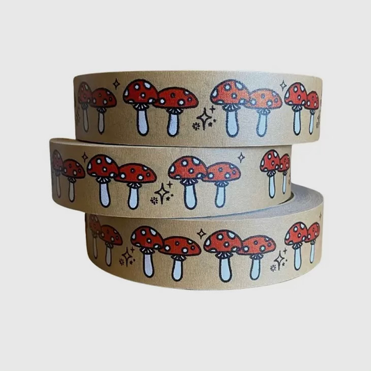Printed Paper Sticky Tape - Toadstool Mushroom Print