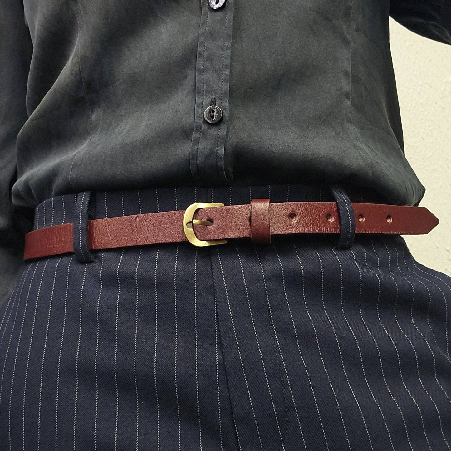 Handmade Skinny Leather Belt – Ethically Crafted (2 cm Width)