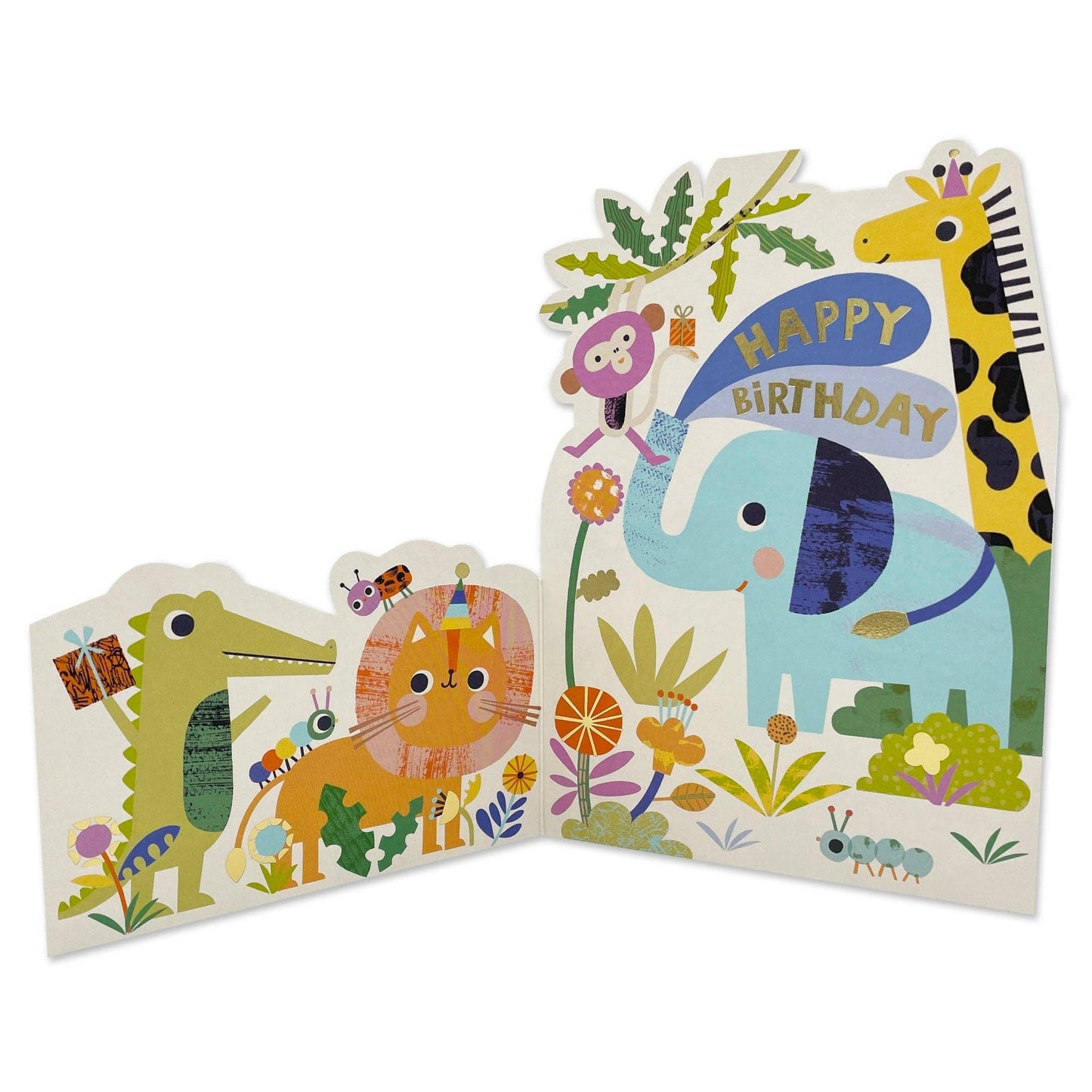 'Happy Birthday - Have a roaring day' children's fold-out birthday card