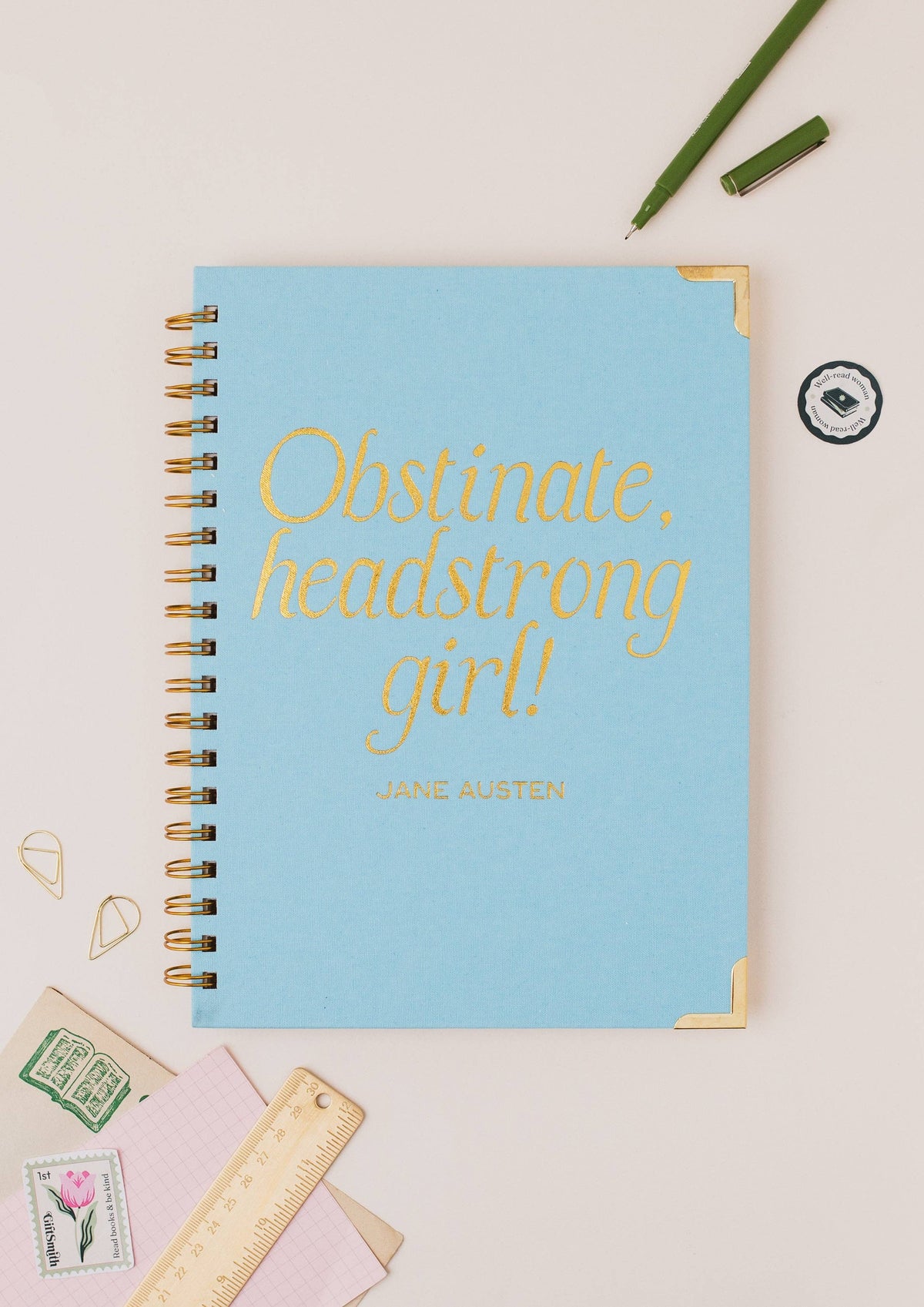 Jane Austen Literary Quote Book Lover Linen Spiral Notebook