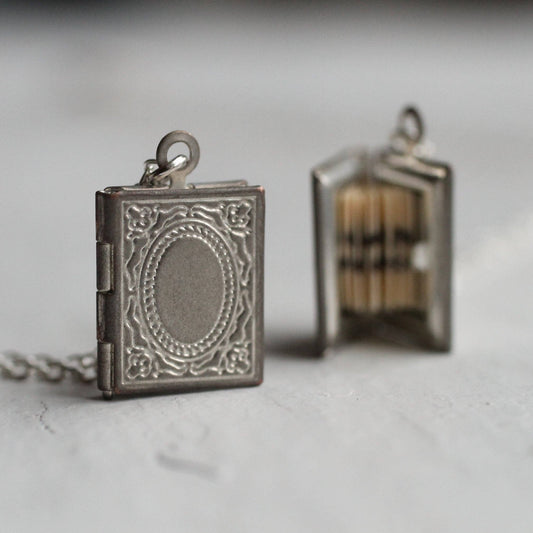 Personalised Engraved Silver Book Locket