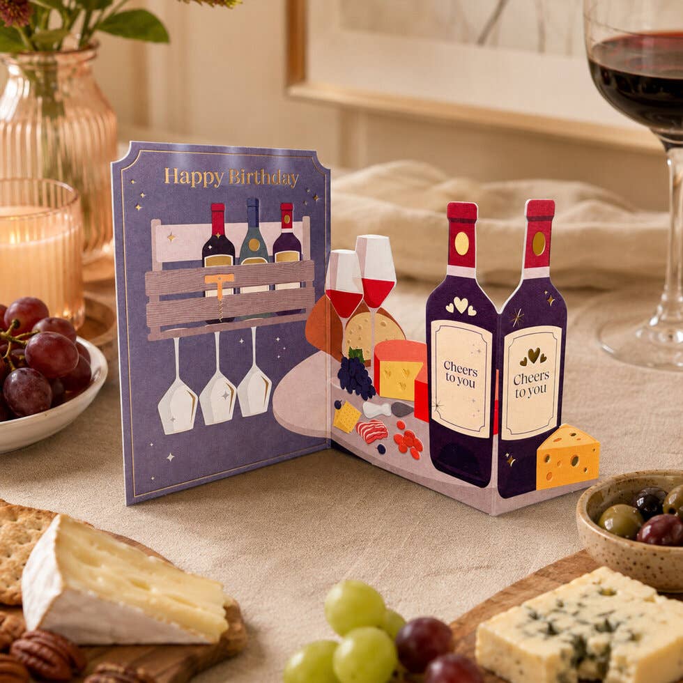 3D Wine and Cheese Birthday Card