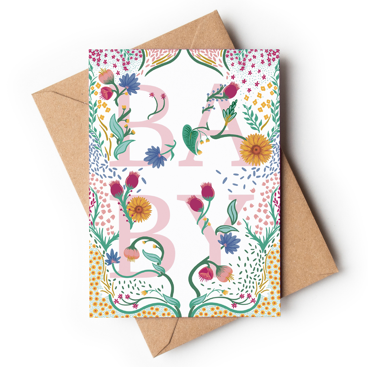 New Baby Card | Pretty Floral | Pink Girl Boy