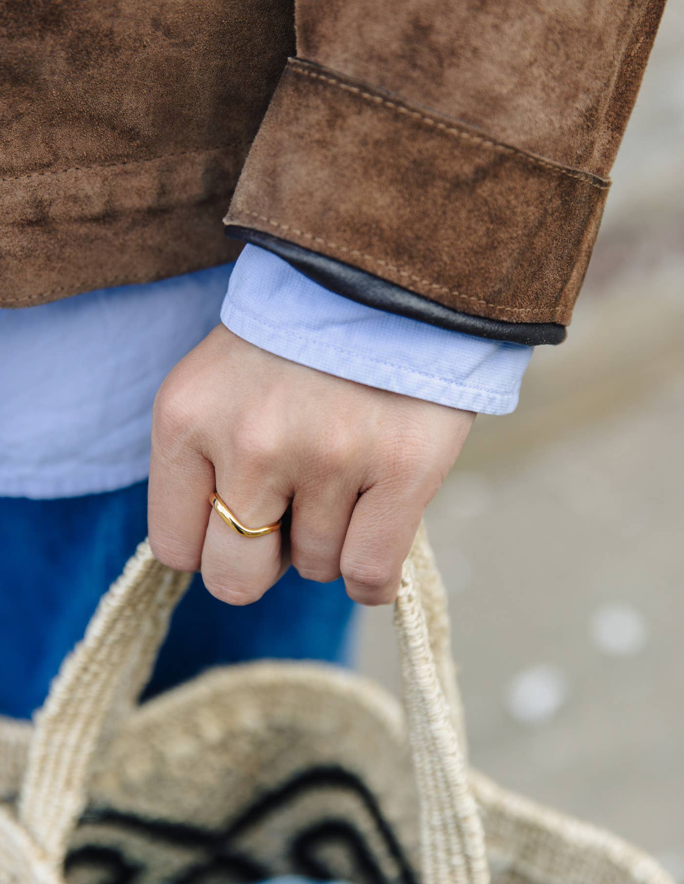 Gold Organic Flow Band Ring, Waterproof
