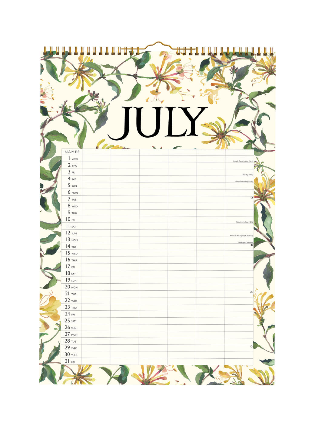 Garden Flowers A3 Home Organiser 2026