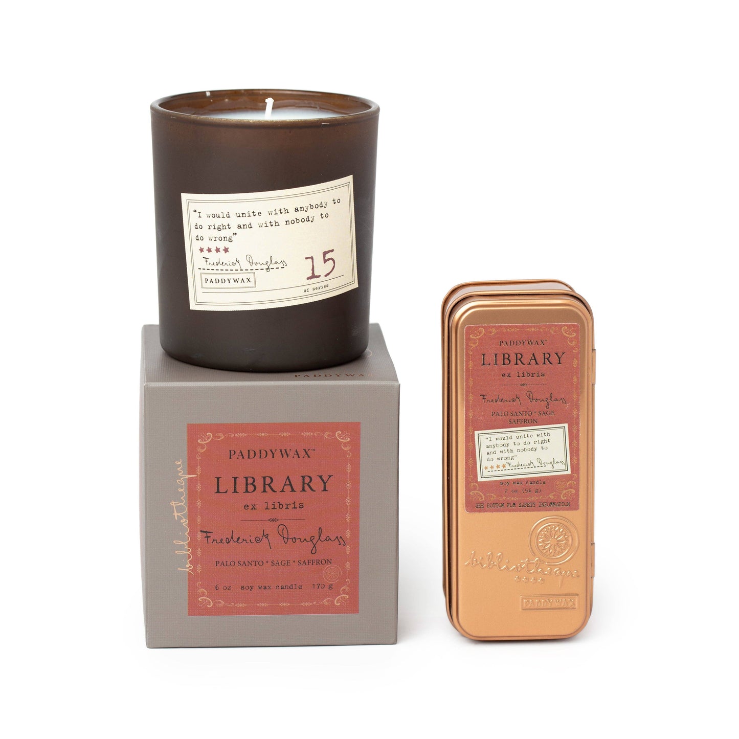 Paddywax Library Two Wick Travel Tin - Frederick Douglas