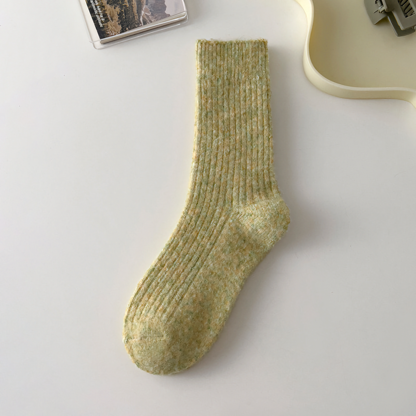 Solid Cashmere Warm Socks & Striped Wool Socks for Winter