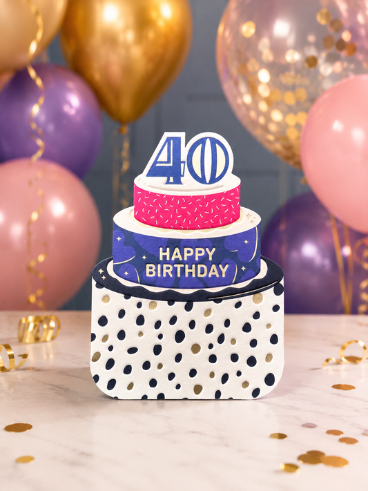 Age 40 Die Cut Cake Card