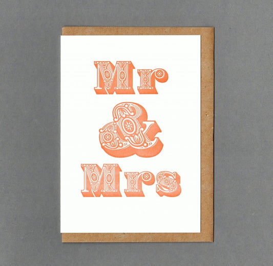 Mr & Mrs Letterpress Greeting Card Wedding