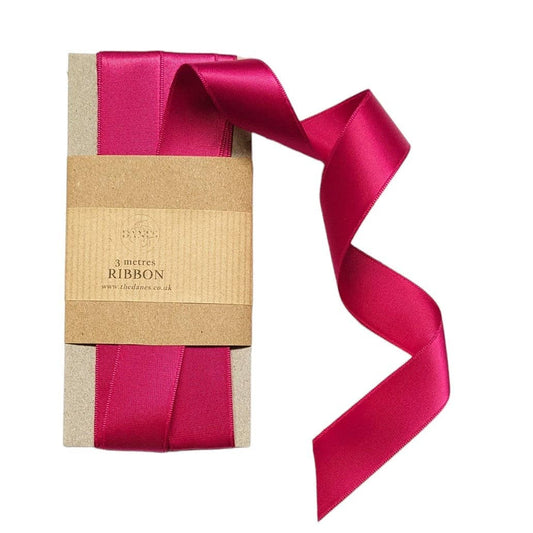 Cerise PINK Luxury Double Faced Satin Silk Ribbon, 25mm x 3M