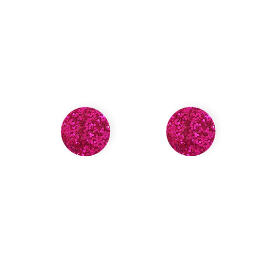 Small Round Mini Acrylic Bright Glitter Stud Earrings