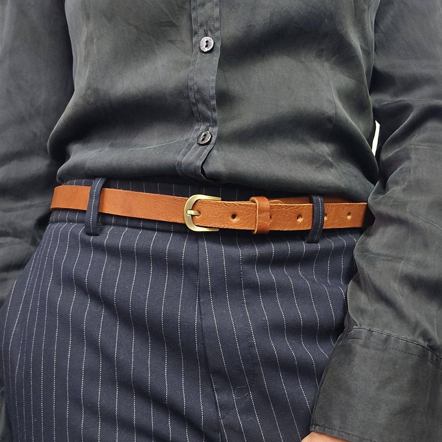 Handmade Skinny Leather Belt – Ethically Crafted (2 cm Width)