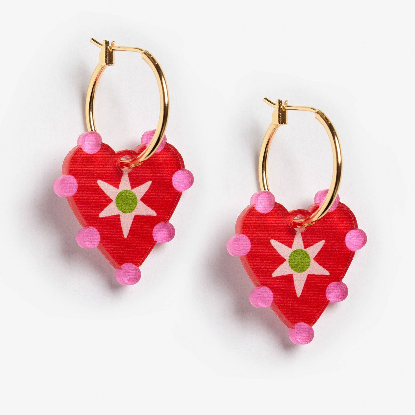 Red Heart Charm Hoop Earrings | Summer Jewellery | Wedding