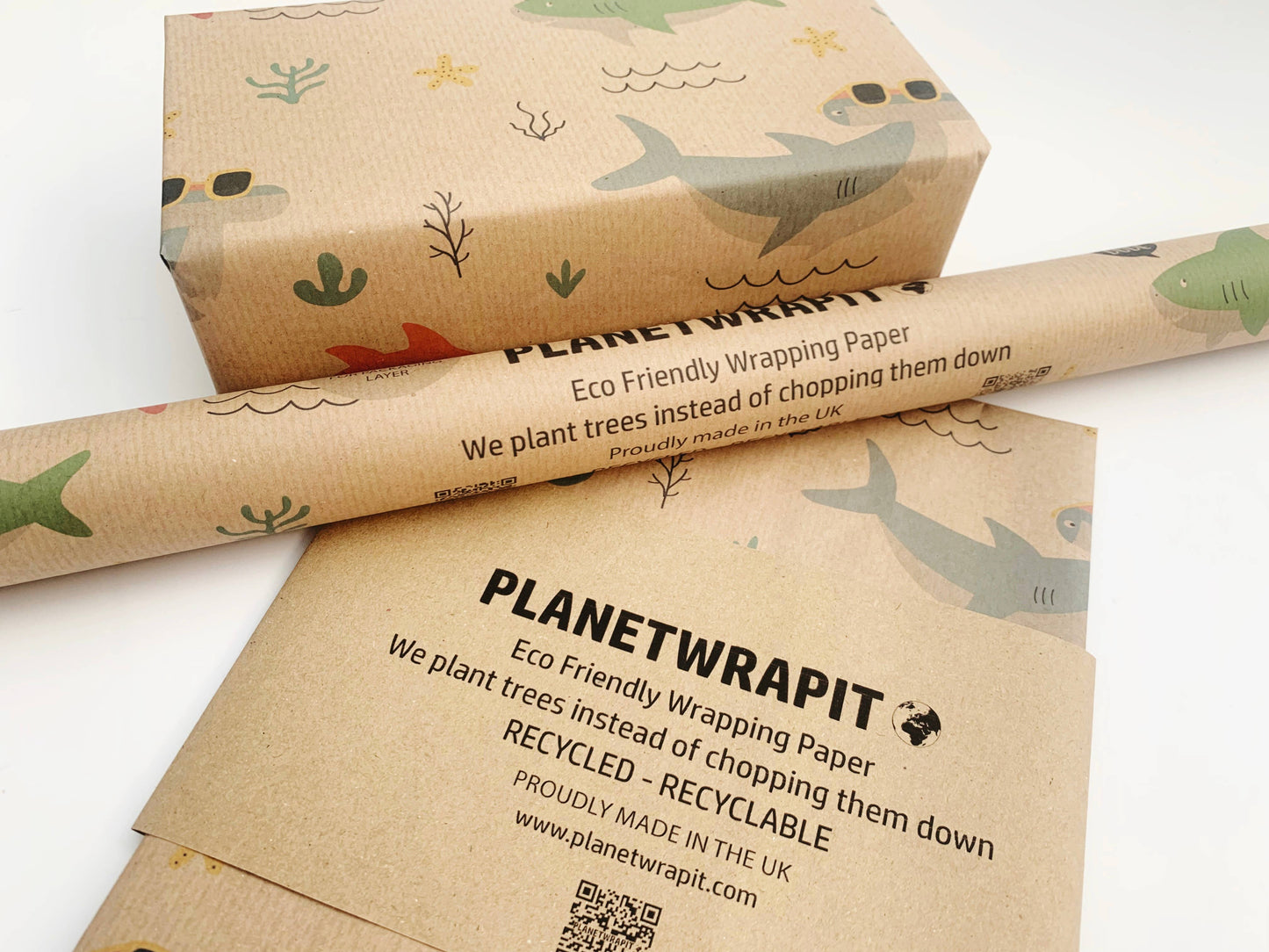 Shark Recycled Kraft Wrapping Paper Gift Wrap