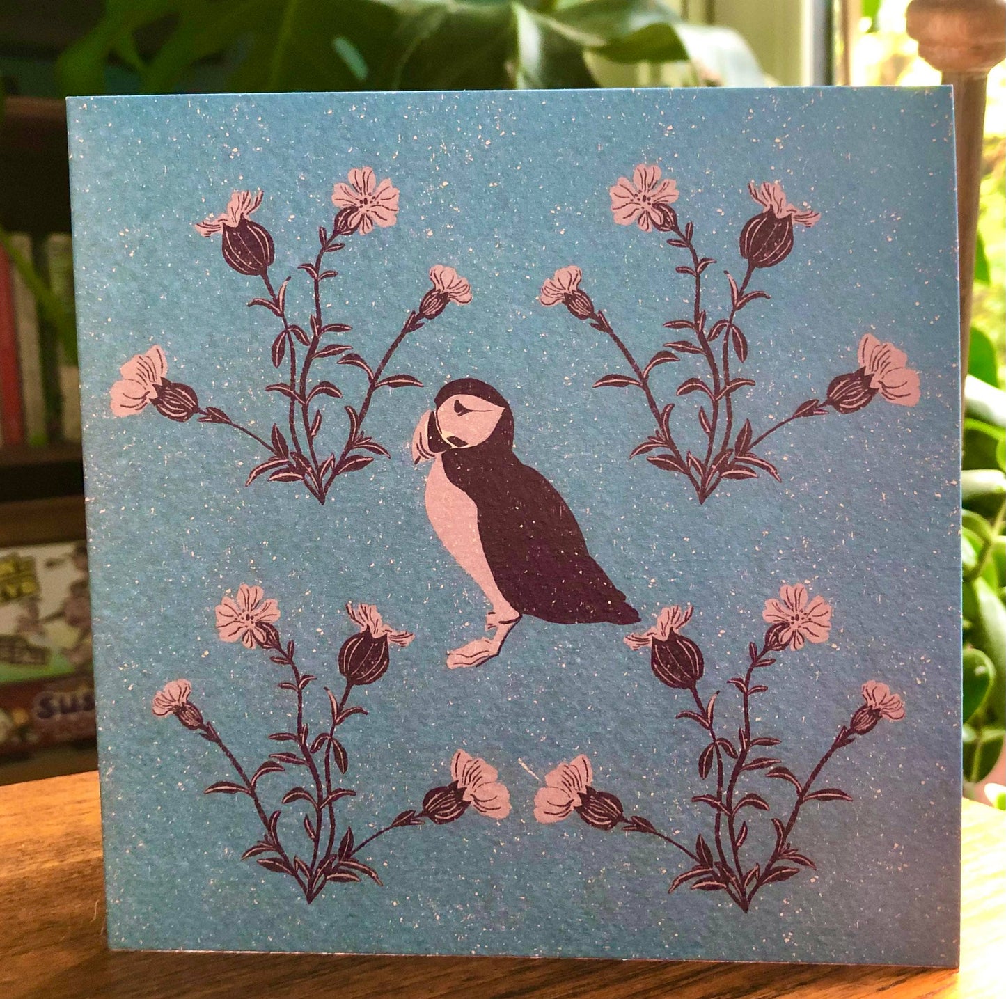 Every Occasion Card of a Puffin and Sea Campion Flowers